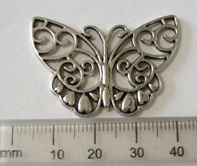 40mm Nickel Butterfly Pendant (each)