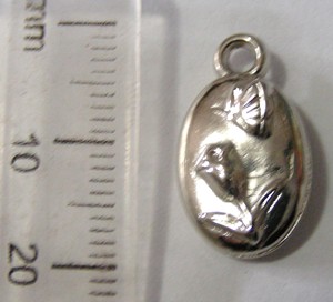 20mm Metallised OVal Pendant  with Flower and Butterfly (each)
