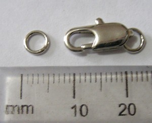 12mm Solid Nickel Lobster Clasp with Loops (each)