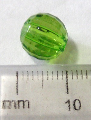 10mm Round Facetted Acrylics - Green (+/- 50 pieces)