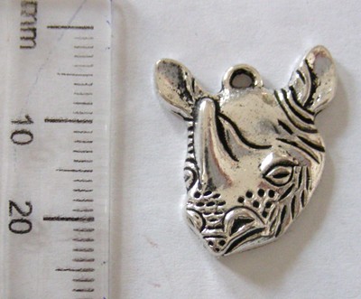 20mm Rhino Head Pendant - Nickel (each)