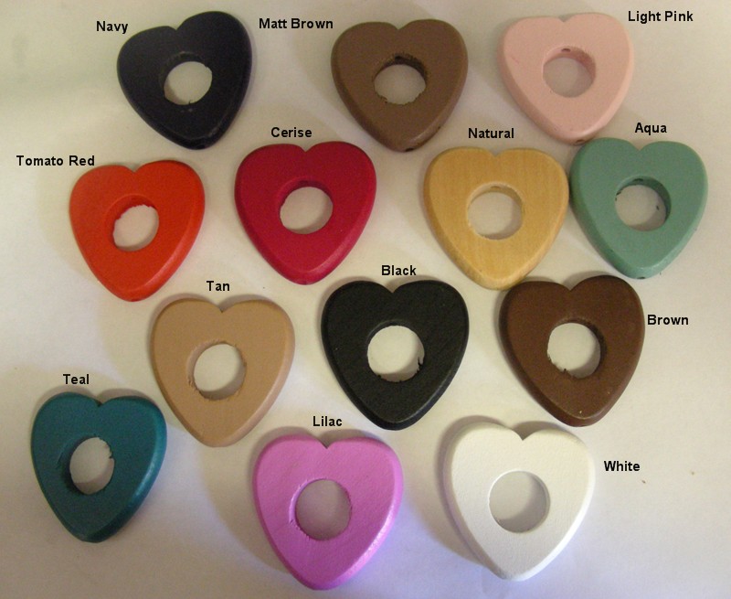 45mm Wooden Heart Spacer with Hole - Assorted (each)