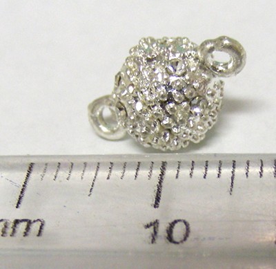 10mm Diamante Magnetic Clasp - Silvertone (each)