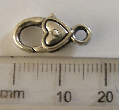 18mm Nickel Lobster Clasp with Heart Design (each)