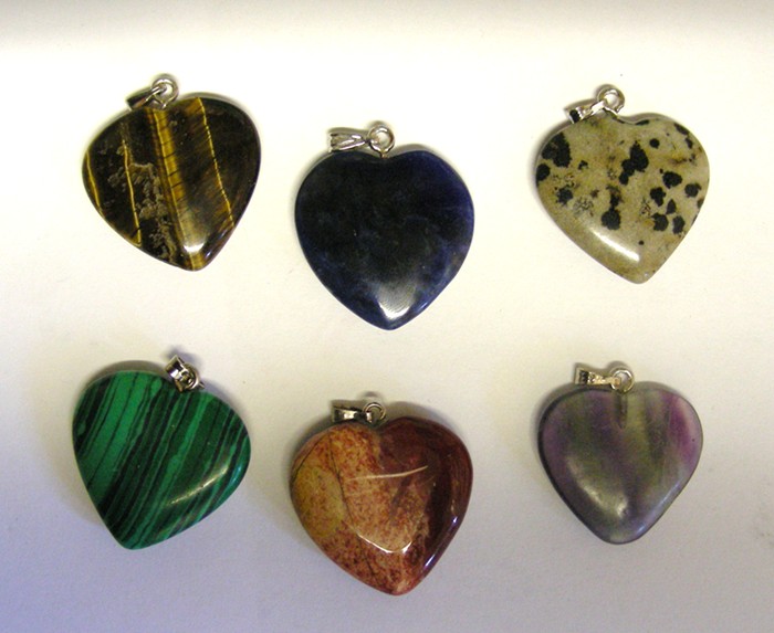 25mm Semi Precious Hearts - Assorted (each)