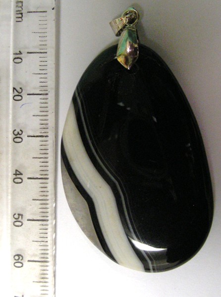 55mm Agate Slice Pendant - Black (each)