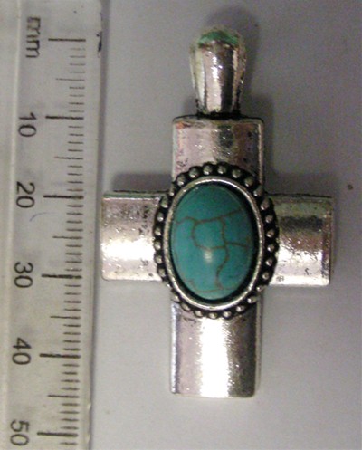 40mm x 25mm Nickel Cross with Howlite Stone - Assorted Colours