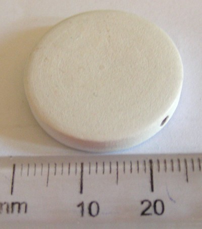 25mm Round Wooden Disk Spacer - White  (each)
