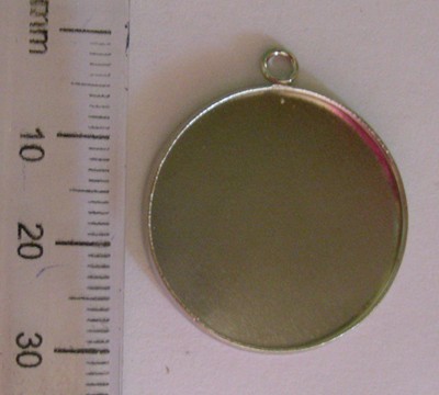 25mm Round Pendant Blank - Plain (each)