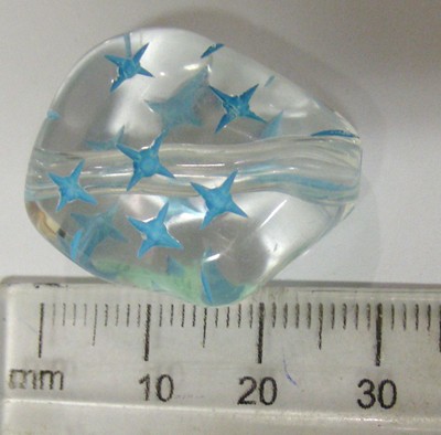 30mm Acrylic Lucite Nugget - Clear/Blue Stars (each)
