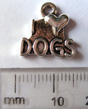 15mm Nickel Charm - I Love Dogs (each)