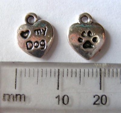 10mm Nickel Charm - I love My Dog (each)