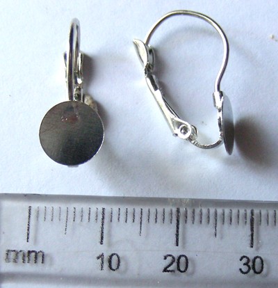 Nickel Leverback Earring Wires with Flatback Disk (per pair)