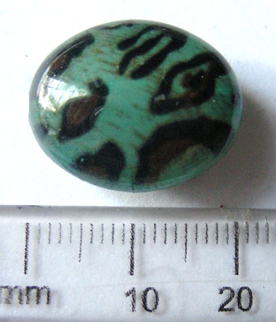 20mm Acrylic Lucite Oval - Animal Print - Turquoise (each)