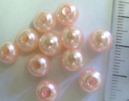 8mm Acrylic Pearls - Pale Pink (pkt of 30)