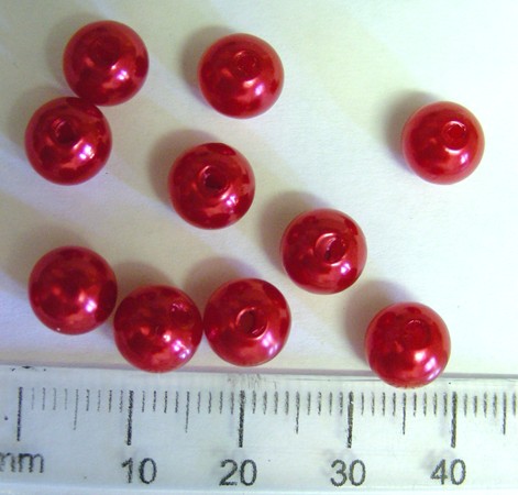 8mm Acrylic Pearls - Red (pkt of 30)