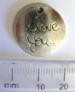 20mm Double Sided Pendant - I Love You (each)