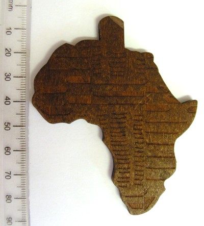 90mm Wooden Africa Pendant - Brown (each)