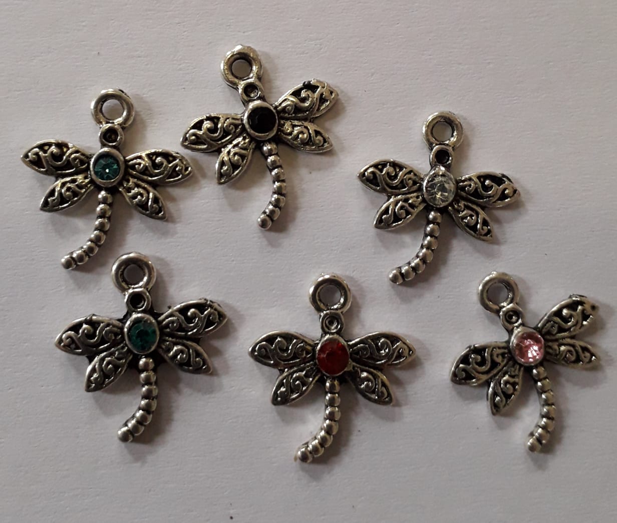 15mm Dragonfly Charm with Diamante - Assorted (each)