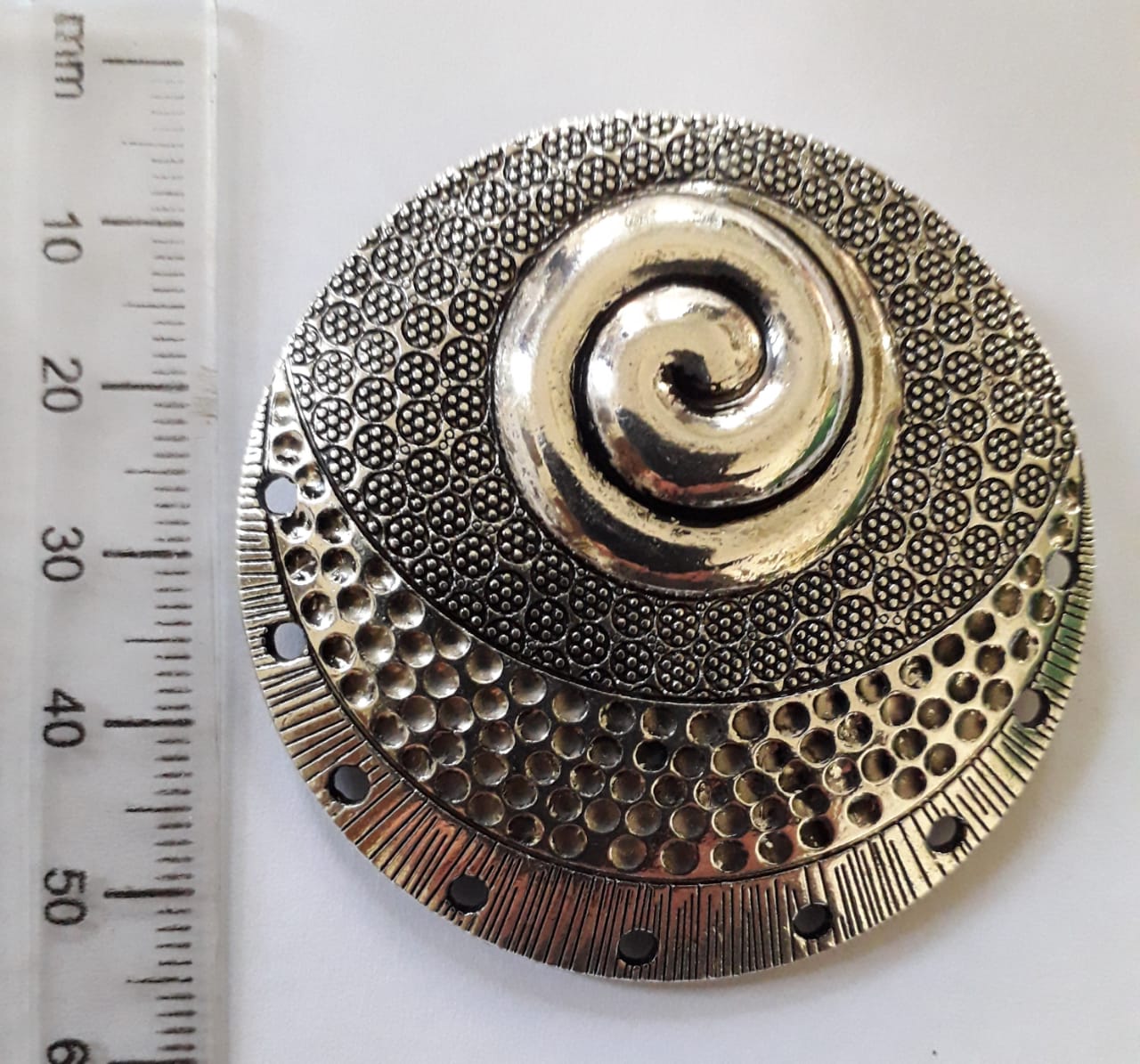 55mm Circular Pendant - Spiral with Outer Loops (each)