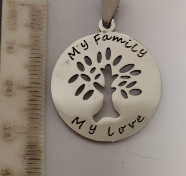 25mm Stainless Steel Pendant - My Family my Love (each)