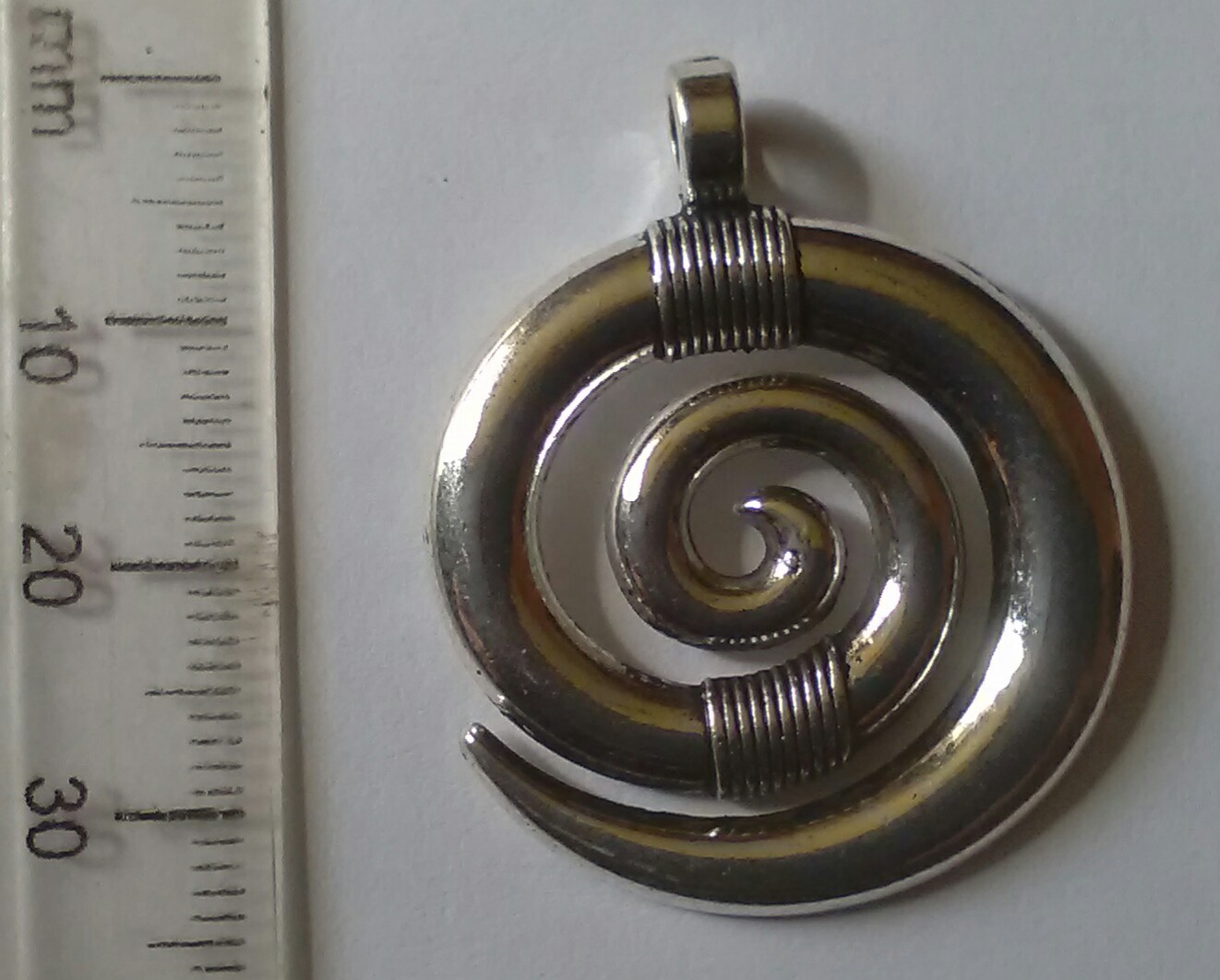 25mm Nickel Spiral Pendant (each)