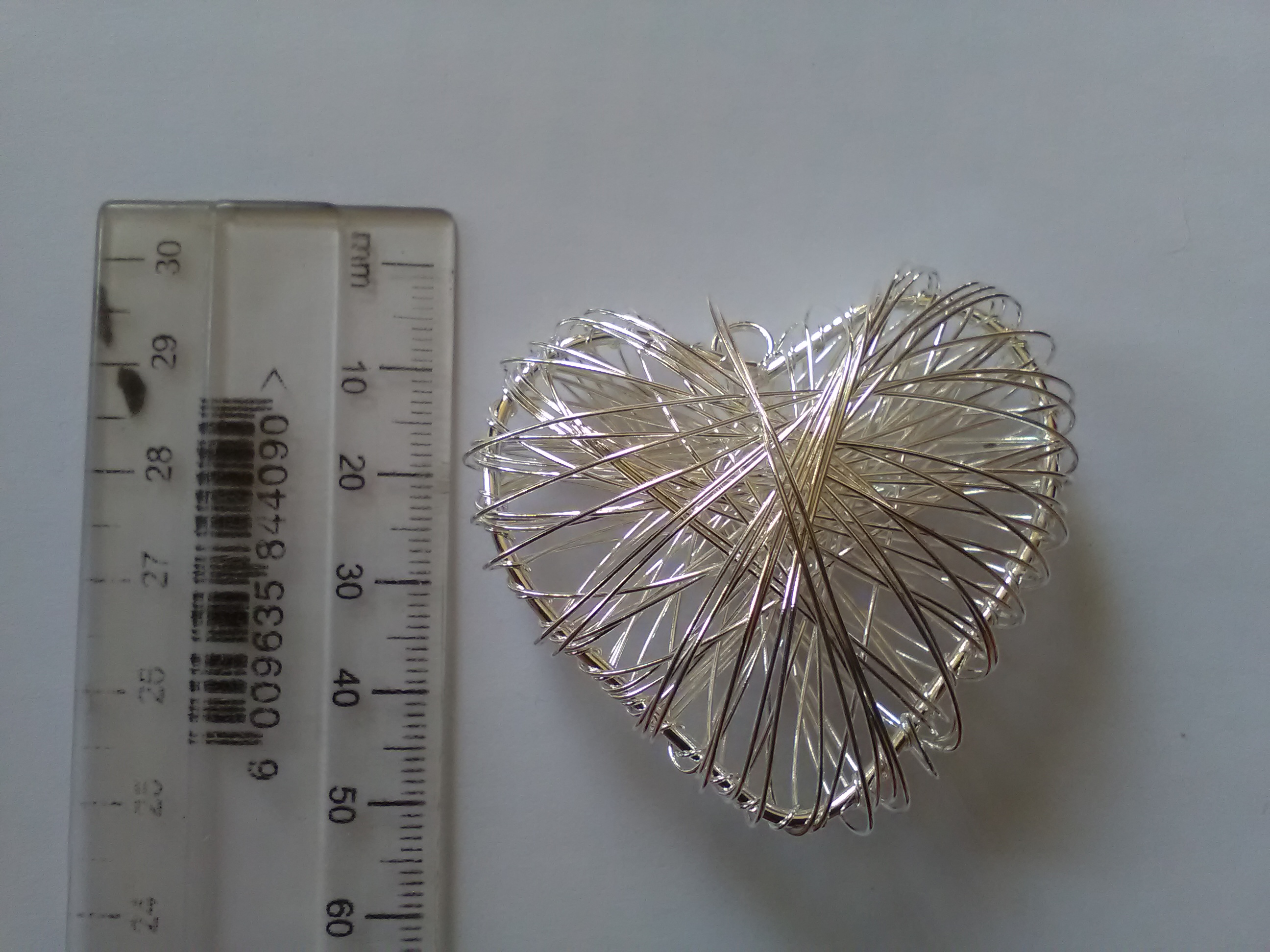 50mm Wire Wrapped Heart Pendant (each)