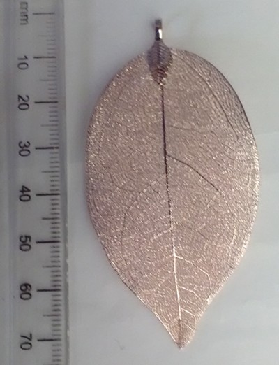 65mm Mesh Filligree Leaf Pendant - Rose Gold (each)