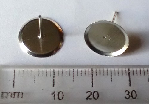 12mm Nickel Earring Studs with Bezel (per pair)
